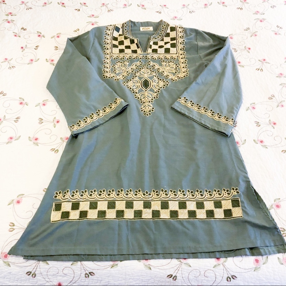 Green cotton dress - size M